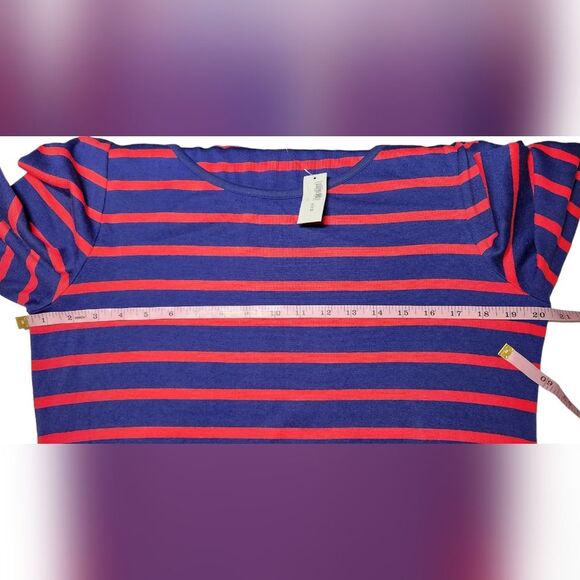 Old Navy Dress Long Sleeve Short Shift Stretch Cotton Stripe Red Navy Blue XL - Picture 8 of 11